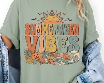 T-shirt Summerween Vibes | Comfortkleuren | Halloween Pumpkin Surf Retro