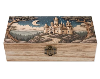 Enchanted Castle Wooden Keepsake Box – Fairytale Fantasy Jewelry