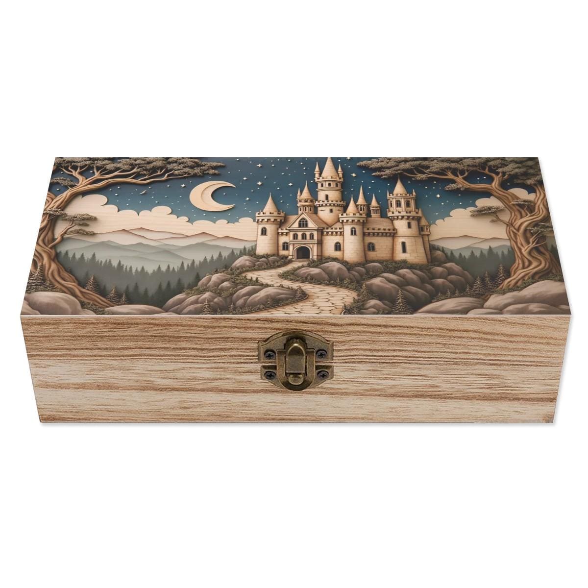 Enchanted Castle Wooden Keepsake Box – Fairytale Fantasy Jewelry