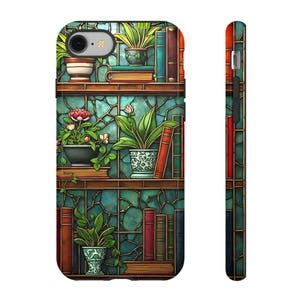 Stained Glass Style iPhone Case, Artistic Phone Cover, Unique Phone Accessory, Plant Lover Gift, Colorful Floral Design image 7