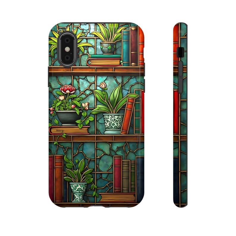 Stained Glass Style iPhone Case, Artistic Phone Cover, Unique Phone Accessory, Plant Lover Gift, Colorful Floral Design image 9