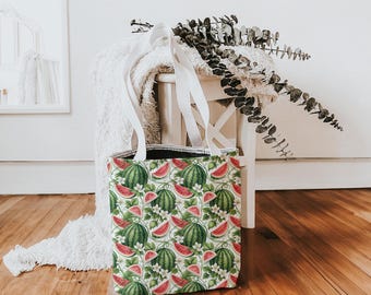 Watermelon Print Tote Bag, Summer Beach Essential, Eco-Friendly Grocery Bag, Cute Reusable Tote, Unique Picnic Accessory