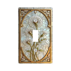NOT 3D Matching Art Nouveau Dandelion Single Toggle Light Switch Cover  | Vintage Botanical Stained Glass Style (UV PRINT) Home Decor