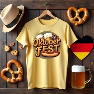 Oktoberfest Pretzel Topography with Beer and Hotdogs Unisex t-shirt