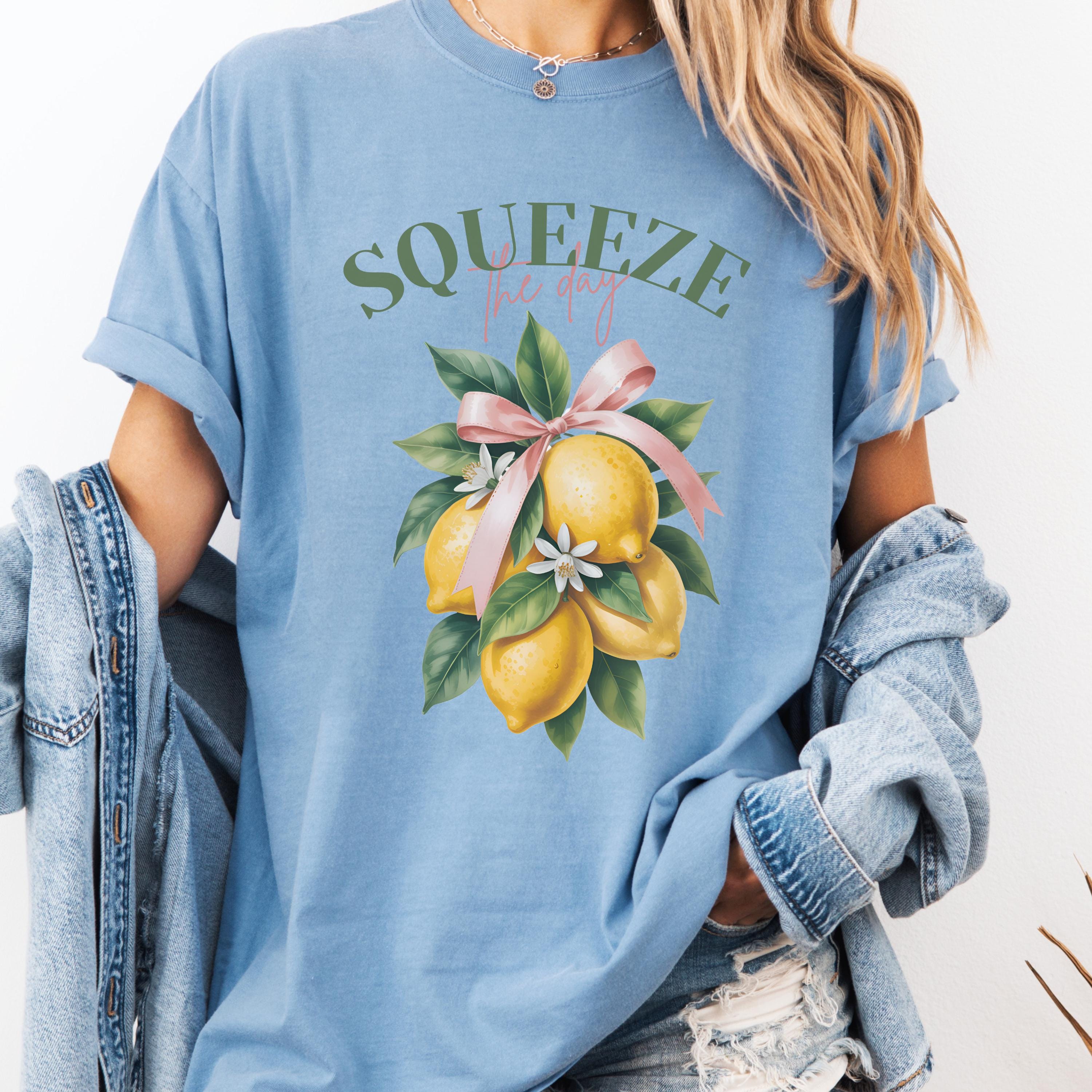 Squeeze the Day T-shirt, Lemon Graphic Tee, Comfort Colors, Summer