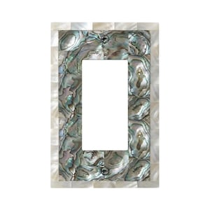NOT 3D Matching Abalone Shell Rocker Light Switch Cover (PRINT) Coastal Mother of Pearl Decorator Wall Plate,  Ocean Inspired Home Decor