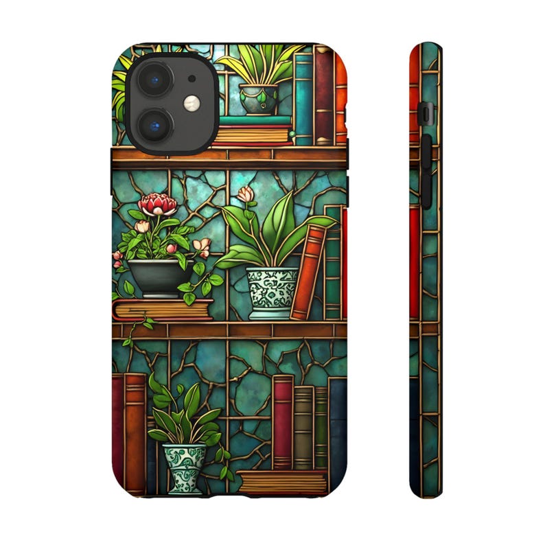 Stained Glass Style iPhone Case, Artistic Phone Cover, Unique Phone Accessory, Plant Lover Gift, Colorful Floral Design image 10