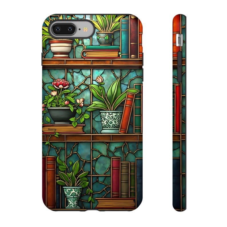 Stained Glass Style iPhone Case, Artistic Phone Cover, Unique Phone Accessory, Plant Lover Gift, Colorful Floral Design image 8