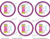 You Blow Me Away!  Gift tag for bubbles, horn, flute ~ 3" Circle ~ U Print