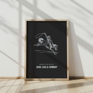 Vintage Western Digital Print, Rodeo Wall Art, Cowboy Room Decor, Trendy Rustic Decor