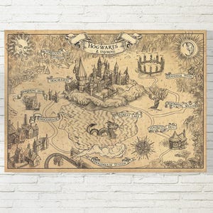 Wizard Movie Map Canvas Print: Fantasy Series Wall Art