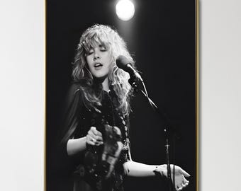 Stevie Nicks Black and White Singing Canvas Wall Art