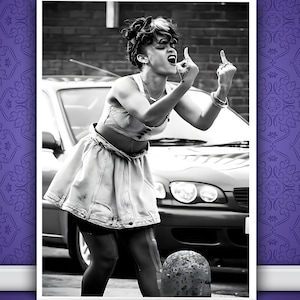 Feminist Middle Finger Print: Black & White Canvas Wall Art