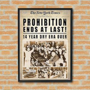 End At Last Prohibition 1933 Aufheben Leinwand Wand Kunst - Zeitung Kunstdruck Porträt Vintage Poster Leinwand Wand Kunst Dekor Geschenk Bar Dekor