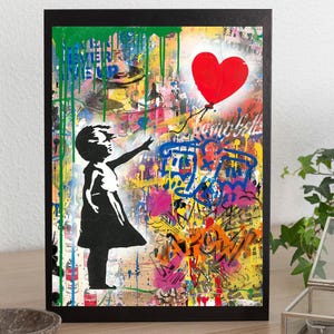 Banksy Balloon Girl Print: Graffiti Street Art, Framed Canvas
