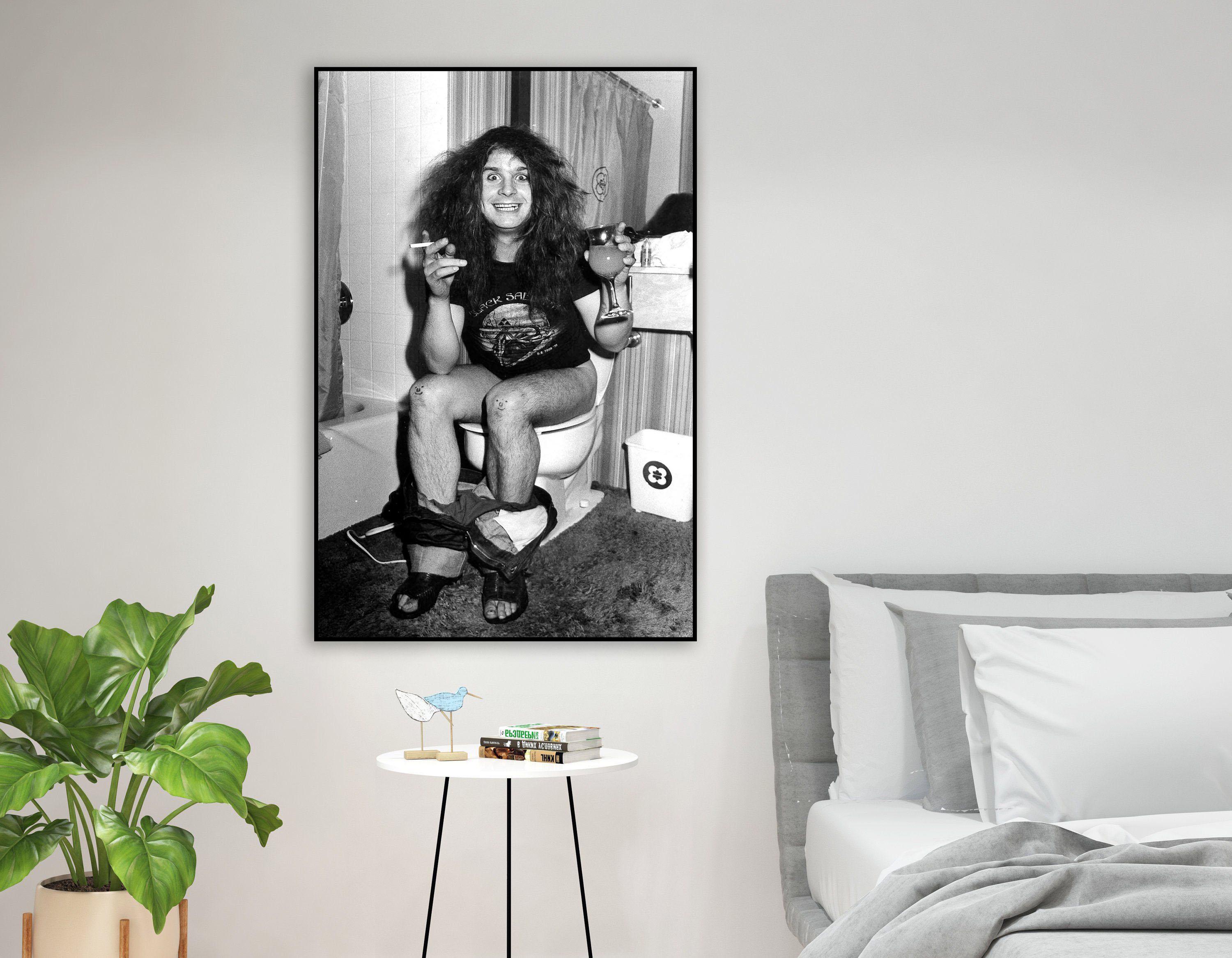 Ozzy Osbourne Bathroom Canvas Print: Black and White Rock and Roll Art