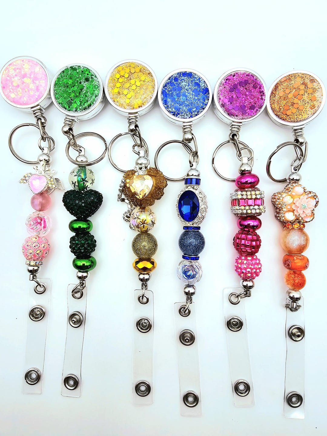 Retractable Badge Reel Fun Elegant Beaded Bling - Etsy