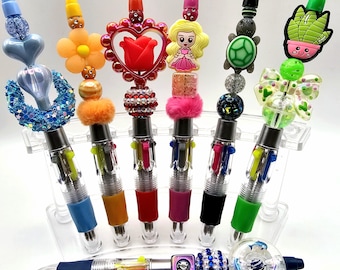 Bolígrafos para niños con cuentas, tinta multicolor, bolígrafo brillante