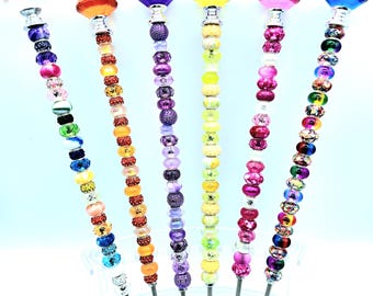 Fairy Garden Stakes light catchers Beaded Bling  11"