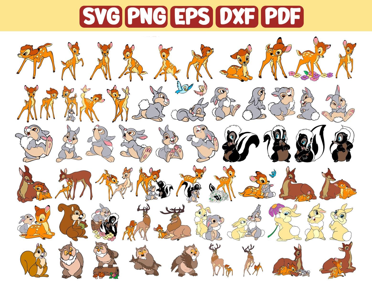 Bambi Svg Bundle, Bambi Png, Bambi Clipart, Miss Bunny Svg, Bambi Deer ...