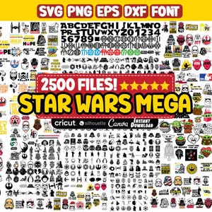 Star Wars SVG-Bundle, Starwars Png, Star Wars Clipart / Aufkleber, Cricut, Darth Vader SVG, Mandalorianisches Design, Layered Files, Digital, Instant