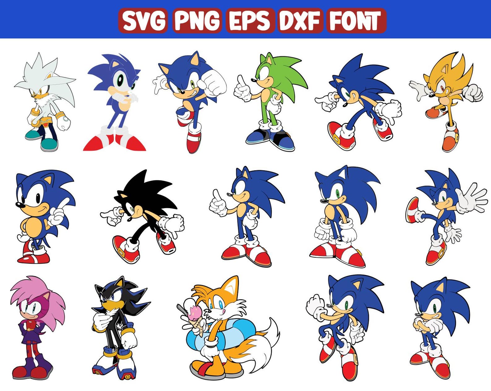 The Hedgehog Svg Bundle, Sonic Svg, Sonic Clipart, Super Sonic Png, Svg ...