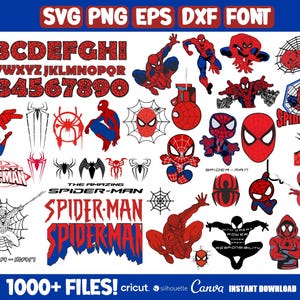 100+ Spiderman Svg, Clipart Spiderman, Spiderman lettertype, Spiderman Vector, sublimatie, SpiderMan silhouet, superheld Svg Fr Cricut, Instant