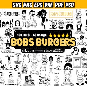 Bobs Burgers Svg Bundle, Bob&#39;s Burgers Png, Svg dla Cricut, Naklejki cyfrowe, Bob&#39;s Burger&#39;s Vector, Pliki sublimacji, Natychmiastowe pobieranie