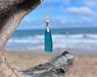 Sea Glass Halskette | Echter Strand-Glas-Anhänger | Küsten Schmuck Geschenk für sie | Minimalist Halskette | Handgemachter Sea Glass Schmuck