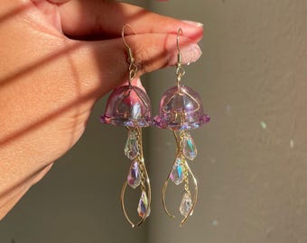 Jellyfish Crystal Earrings: Handmade Whimsical Sea Jewelry!