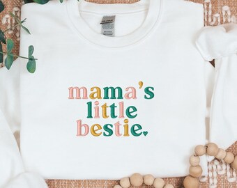 Embroidered Mama's Little Bestie Shirt, Mama's Bestie T-Shirt, Gift For Mama Shirt, Mothers Day Gift, Mama Shirt, Mama And Me Shirt