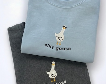 Silly Goose Embroidered Sweatshirt: Fun Silly Bird - Unisex Cozy Fit T-Shirt & Hoodie