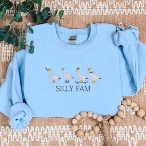 Embroidered Cute Duck Sweatshirt Funny Duck hoody Embroidered Crewneck,  Animal Lover Gift,  Silly Goose Embroidered Sweatshirt
