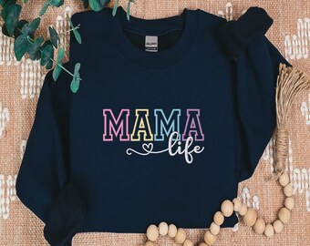 Mama Life Embroidered Shirt, Gift for Mom, Mama Shirt, Mother's Day gift, Comfort Colors  Embroidered Mama Shirt, Sweatshirt tee