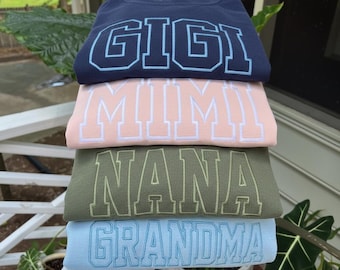 Custom Embroidered Grandma Shirt, Gigi Shirt, Gift for Grandma, Nana Shirt, New Grandma Gift, Embroidered Grandma, College Block