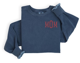 Comfort colors Fishtail Monogram Embroidered Tee | Personalized Initial Shirt | Custom Gift