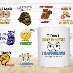 Sarcastic Coffee Mug Sublimation Bundle | Funny Quotes | Funny Cow Mug Print | Sarcastic Quotes Mug Print | Funny Mug Design Coffee Png
