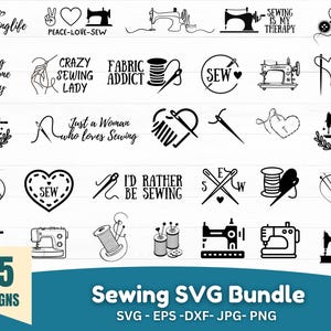 Sewing SVG Bundle: Machine, Clipart, Silhouette Designs (Digital Download)