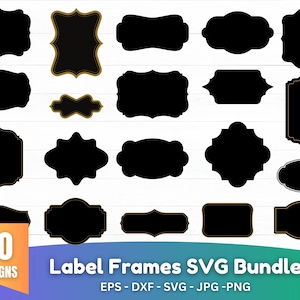 Vintage Label Frames SVG Bundle: Cricut, Silhouette, Wedding Card Design