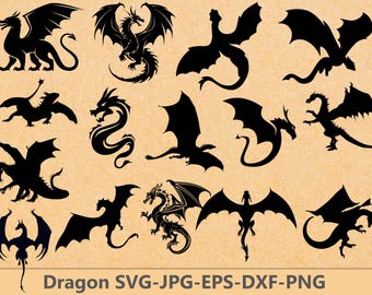 Dragon svg bundle, dragon svg file,Dragon Clipart for Cricut & Cut File, Dragon Silhouette, Dragons Head, Dragon Tattoo Svg, Commercial use