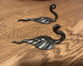 Hand Forged Leaf Hook, Blacksmith Coat Hook, Metal Coat Rack For Rustic Home Wall Decor