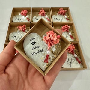 Aimant personnalisé pour invité, aimant époxy avec boîte, cadeau de mariage pour invité, aimant avec fleur sèche, cadeau islamique, cadeau de mariée