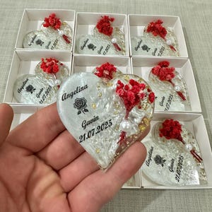 Personalized Wedding Epoxy Magnet Favor,Engagement Gifts, Epoxy Fridge Magnet with box,Wedding Guest Gift,Wedding Favors,Engagement Favors
