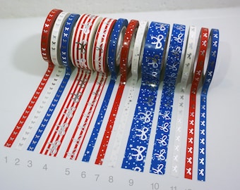 Simply Gilded Patriótico, Washi del 4 de julio, Estrellas, Rojo, Blanco, Azul, Confeti Washi, Muestras de 20" para agenda, Pascua, graduación, cumpleaños – SG9