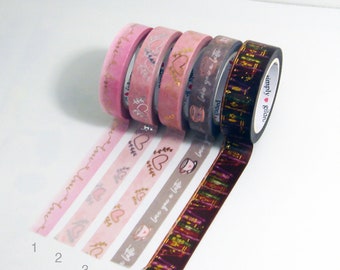 Washi Muestras - Simplemente Café Dorado, Corazones Bokeh, Libros Antiguos, Muestras de Amor 24" para Planificador, Pascua, Graduación, Cumpleaños