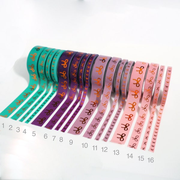 Simply Gilded Bow Washi, Emerald Green Washi, Earthy Pink Washi, Mauve, Plum Washi 24" Samples for Planner, Easter, Birthday -SG18