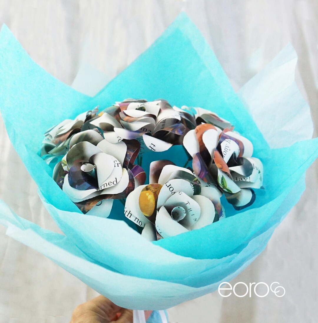 Paper Roses Cartoon Comic Paper Flower Bouquet, Cartoon Paper Flower, One of Kind Paper ...