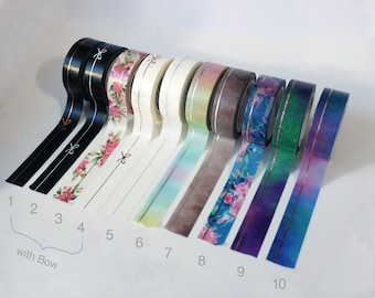 Muestras de papel washi de línea simple Simply Gilded, papel washi con lazo, papel washi de acuarela y papel washi floral de 24" para planificador, Pascua, graduación y cumpleaños – SG10