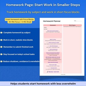 ADHD Student Planner Bundle for Middle and High School | Daily, Weekly, Homework & Assignment Printables image 7