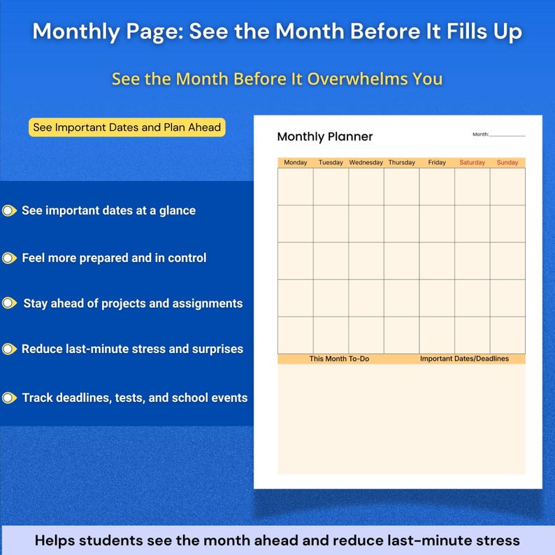 ADHD Student Planner Bundle for Middle and High School | Daily, Weekly, Homework & Assignment Printables image 5